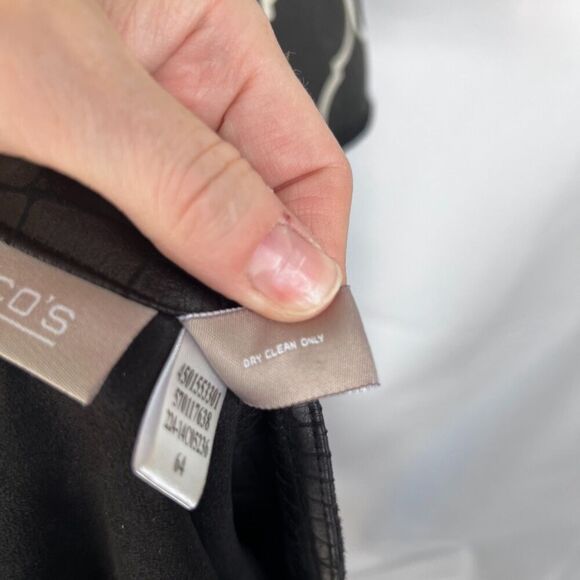 Chicos Black Faux Leather Snakeskin Velvety Open Front Jacket Cardigan Sz 3/LG - Picture 3 of 9